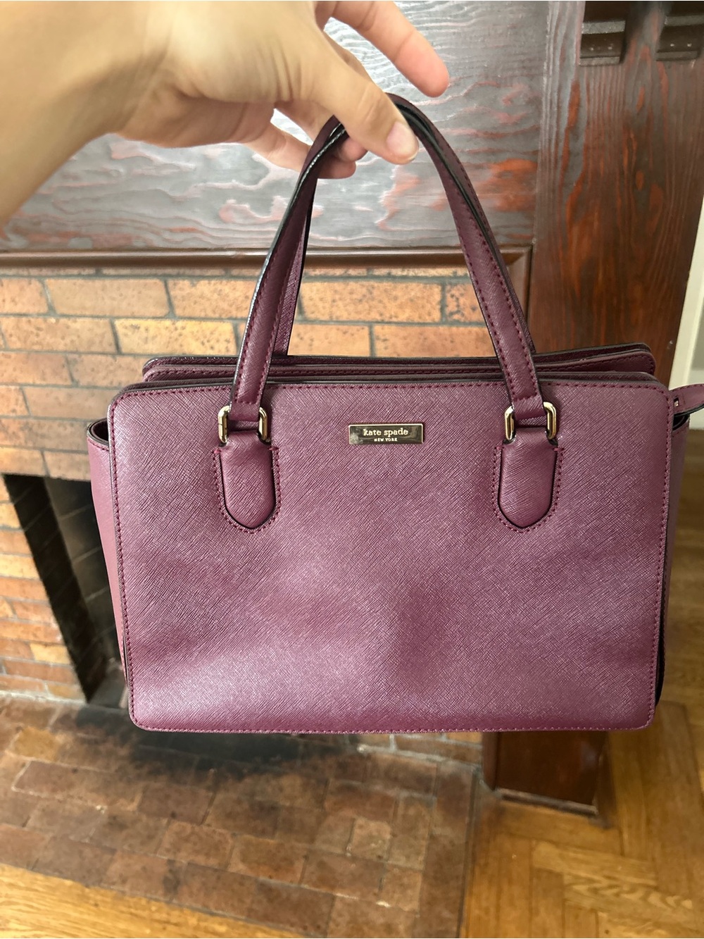 kate spade Plum Saffiano Leather Satchel - Deep Berry